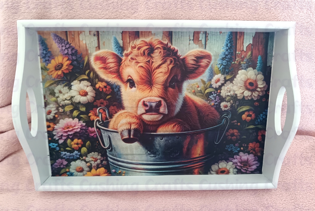 Highland Cow Decoupaged Sofa Tray