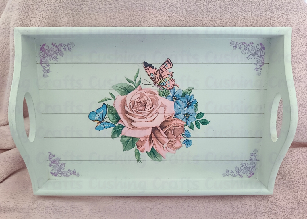 Roses Decoupaged Sofa Tray