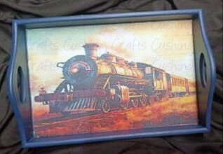 Steam Train Decoupage Sofa Tray