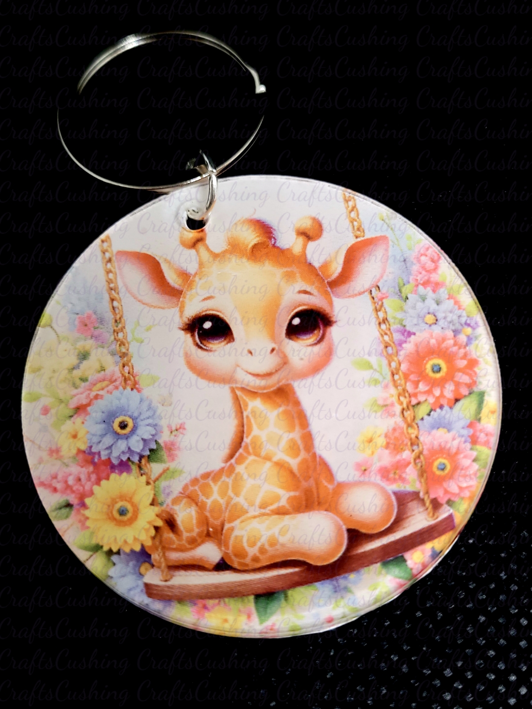 Sublimated Cute Giraffe Keyring