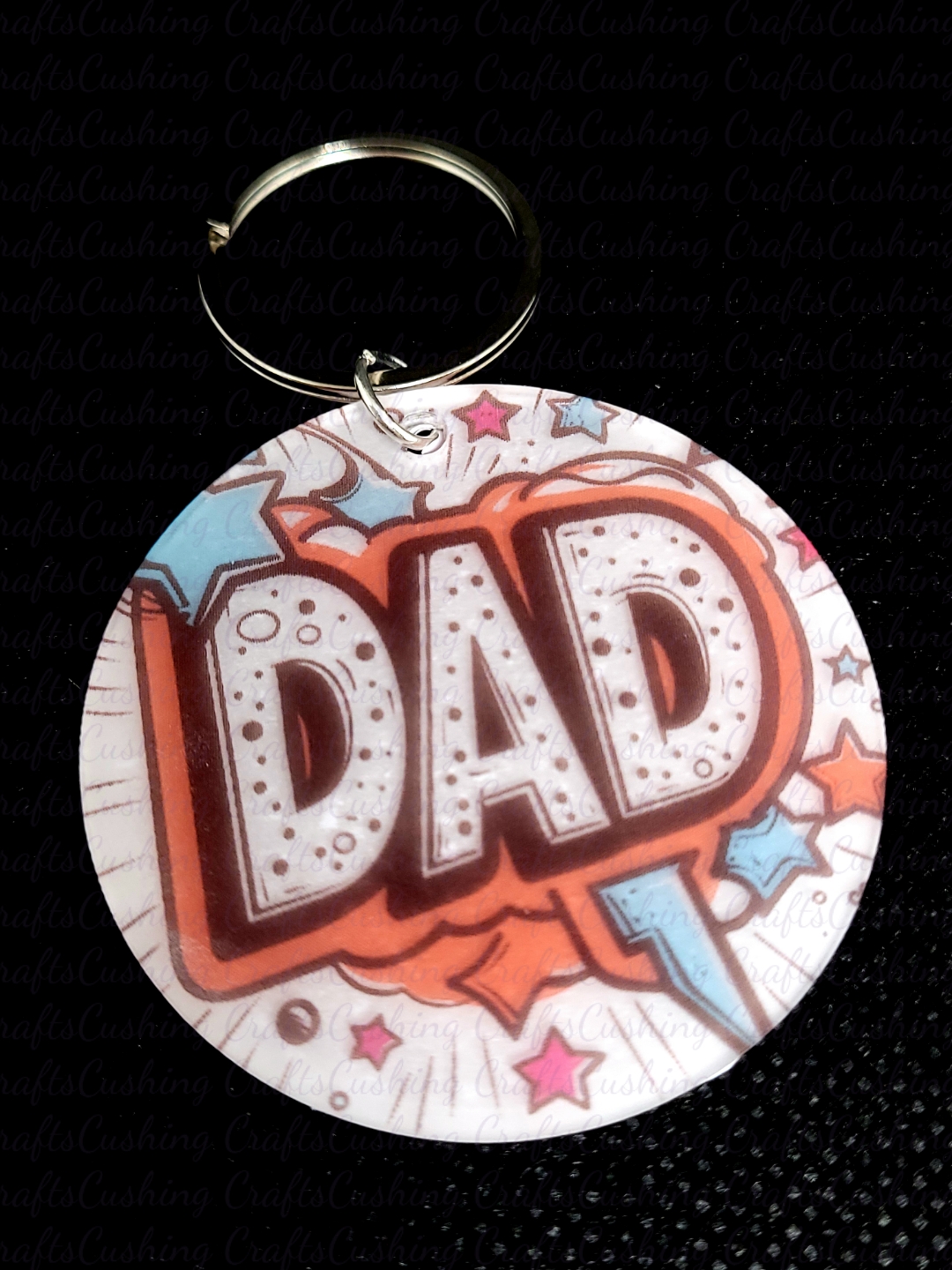 Sublimated Super Dad Keyring