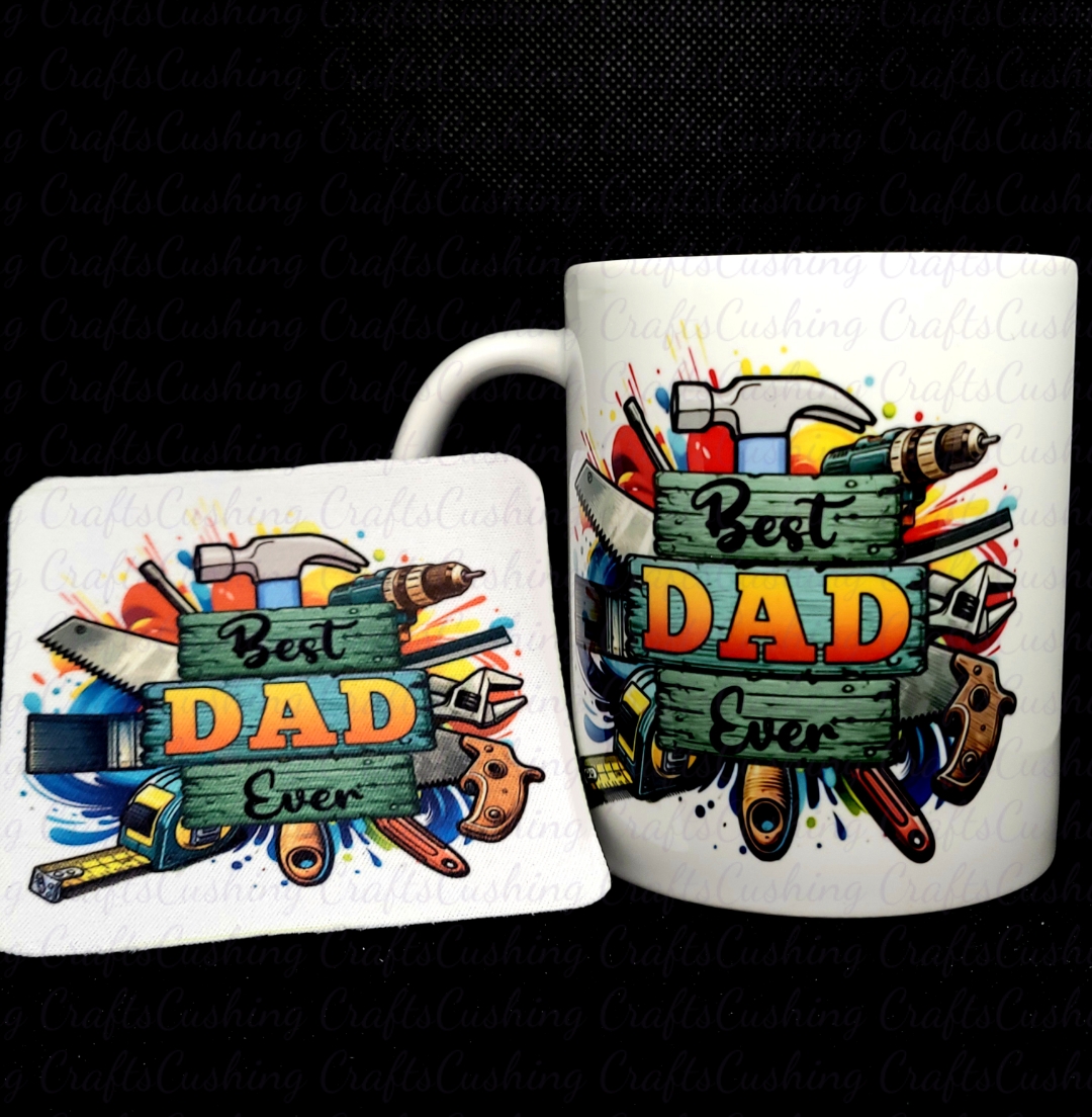 Sublimated Best Dad Mug & Coaster Set