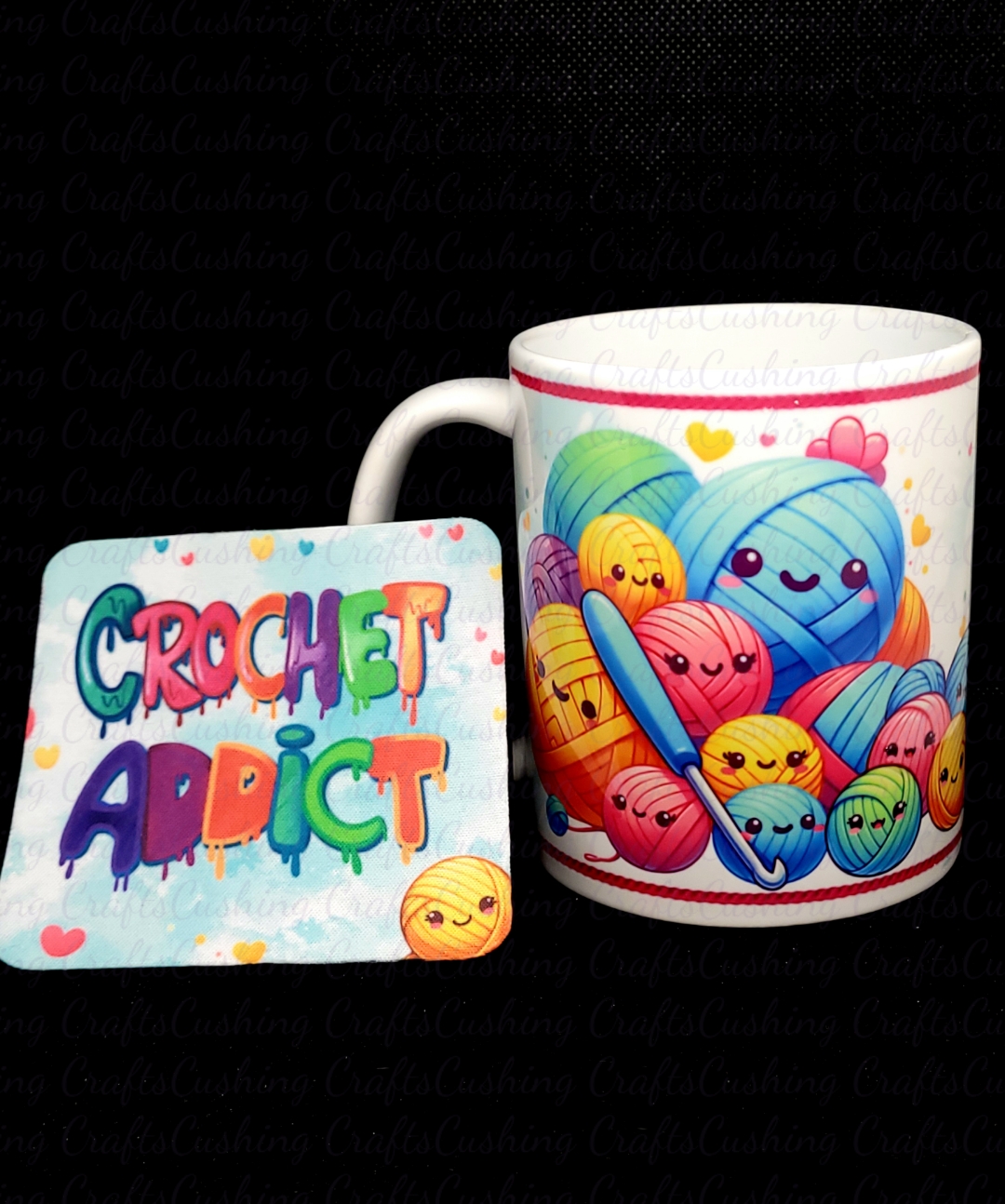 Sublimated Crochet Mug & Coaster Set