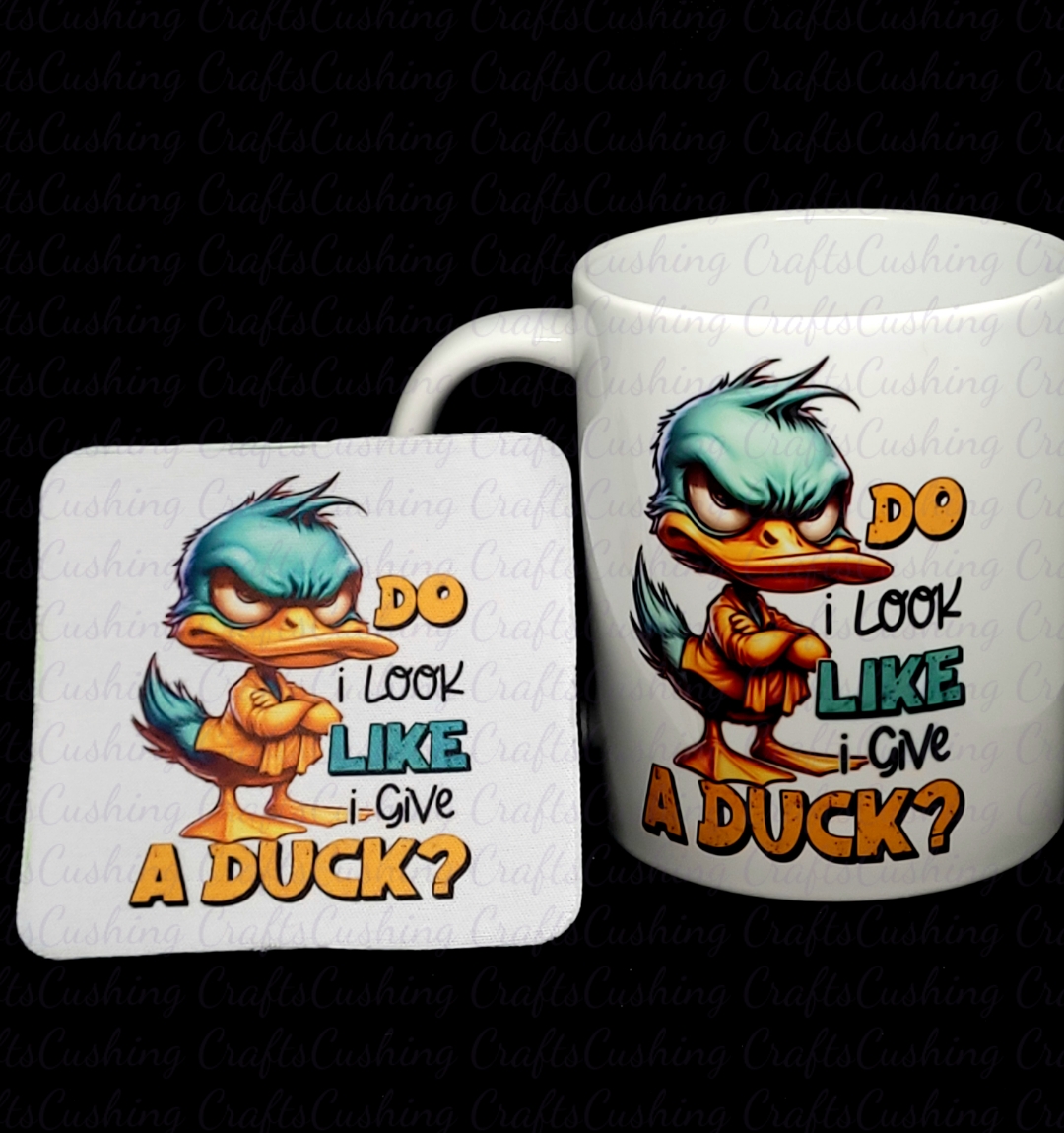Sublimated Give a Duck Mug & Coaster Set