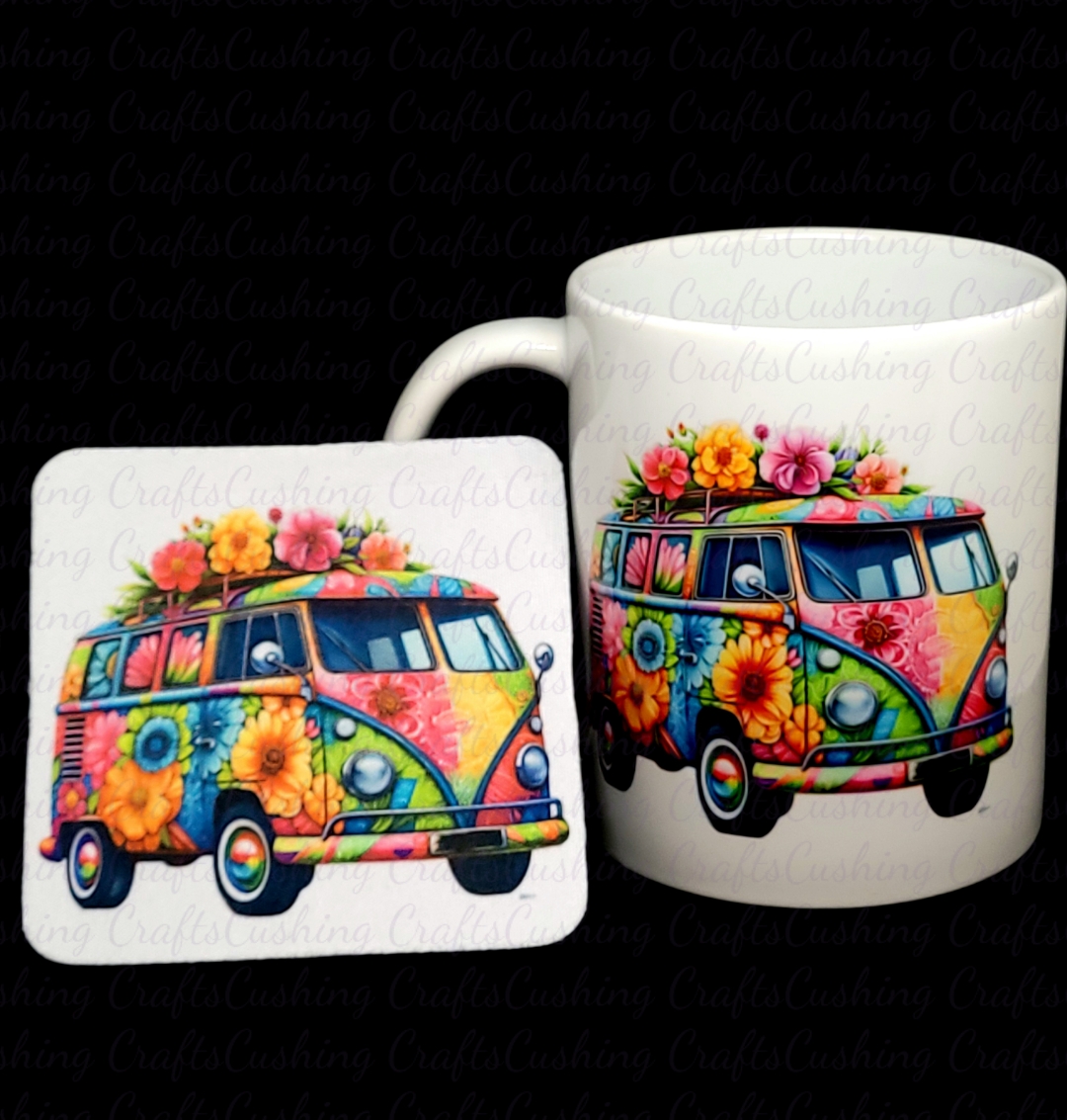 Sublimated VW Groovy Mug & Coaster Set