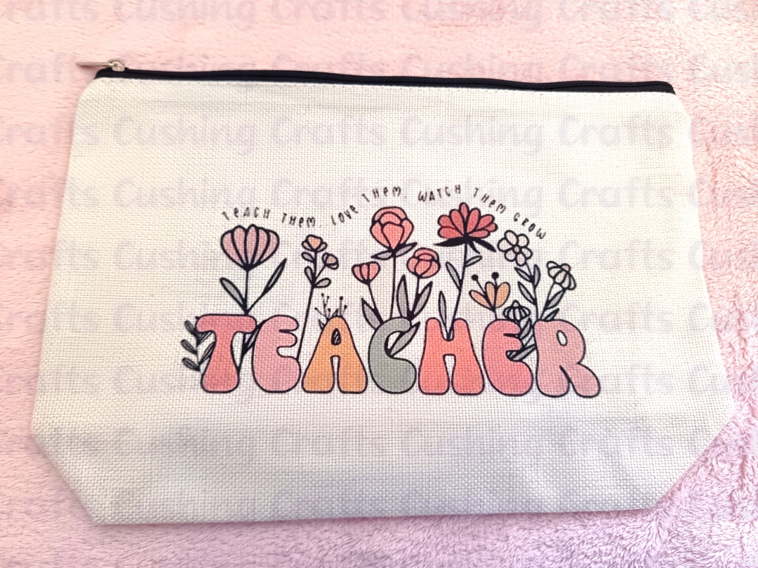 Pastel Flowers Teacher Cosmetic Bag
