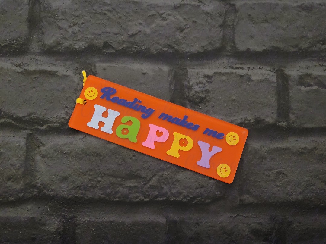 Vinyled "Happy" Acrylic Bookmark