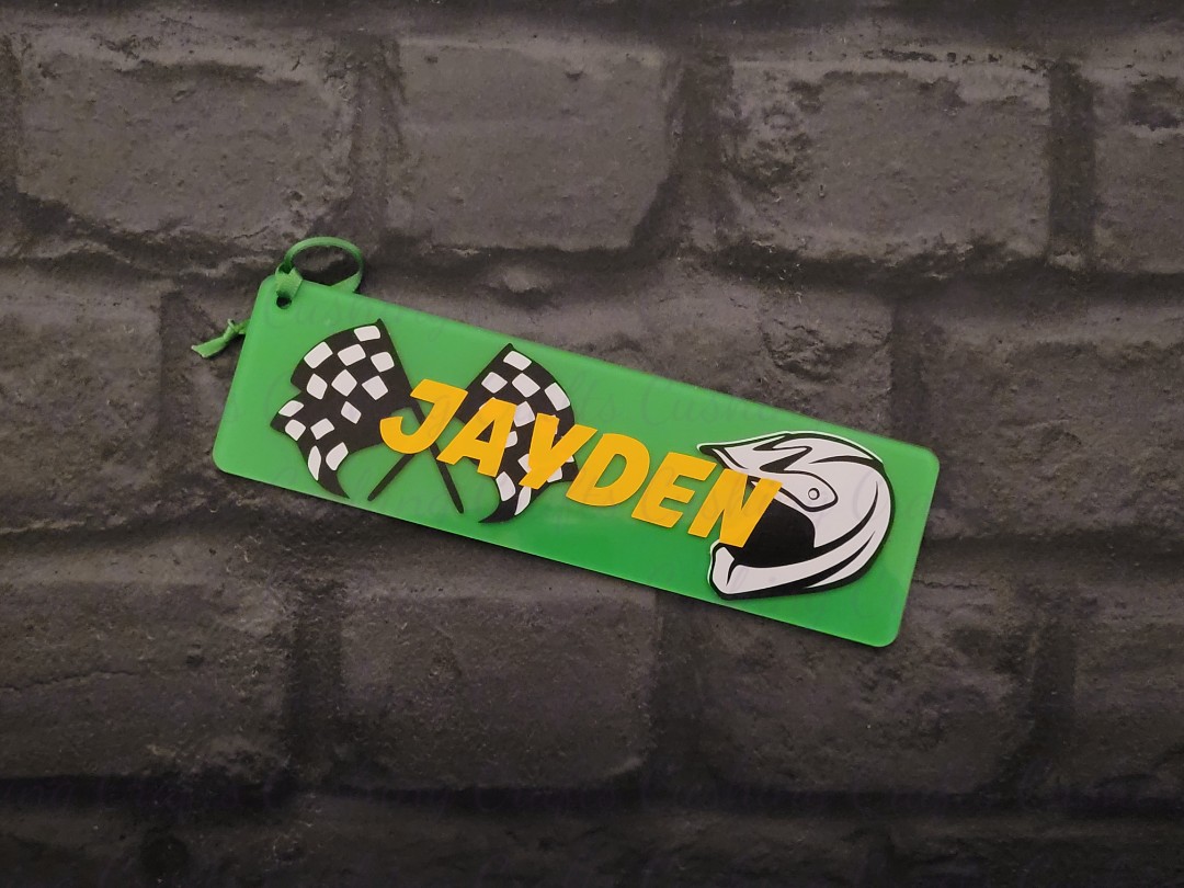 Vinyled "Racing" Acrylic Bookmark