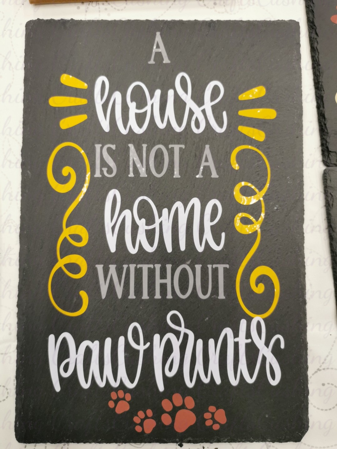 Vinyled "Paw Prints" Slate