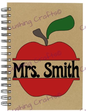 Vinyled "Teacher Apple" Spiral Notebook