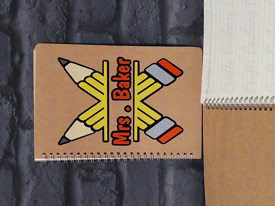 Vinyled "Teacher Pencil" Spiral Notebook